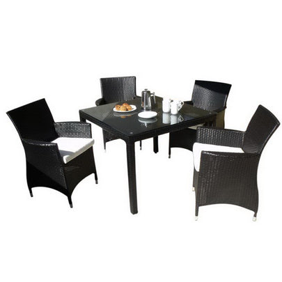 Roman 4 Seater Square Outdoor Wicker Dining Table and Chairs Setting