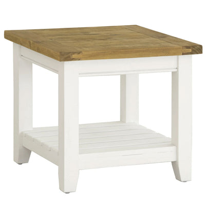 Leura Belle Indoor Side Table in Brushed  with Natural Timber Top
