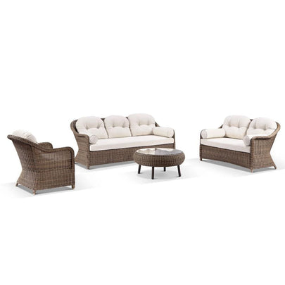 Plantation Outdoor Wicker 3+2+1 Seater Lounge Set with Coffee Table
