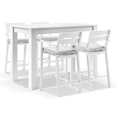 Santorini Outdoor Aluminium 1.5m Bar Table with 4 Bar stools