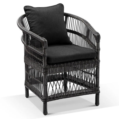 Santorini 1.8m Outdoor Rectangle Aluminium Dining Table with 6 Watego Malawi Style Wicker Chairs