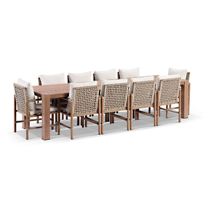 Entertainer 3.05cm Outdoor Aluminium Dining Table With 10 Avery Rope Chairs