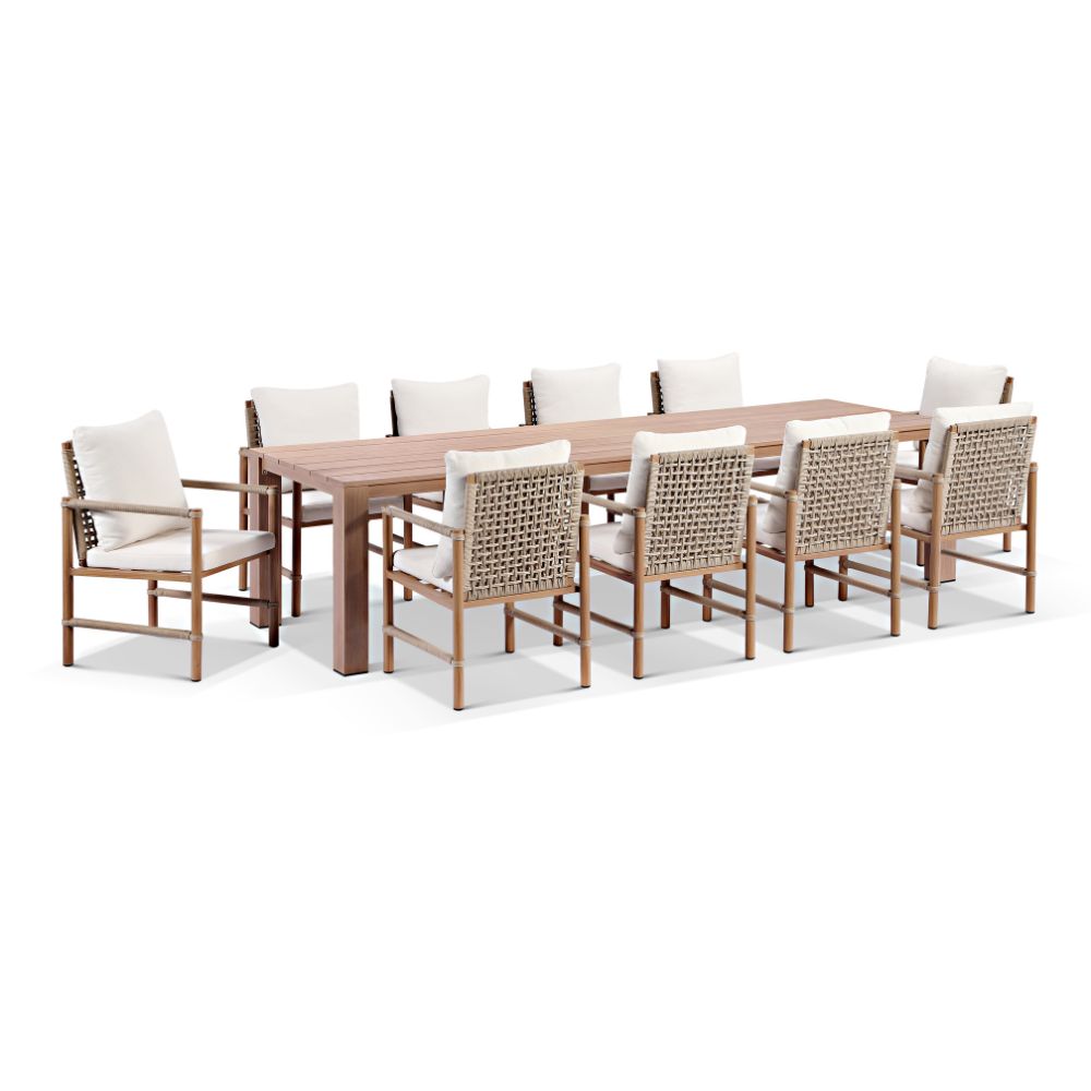 Entertainer 3.05cm Outdoor Aluminium Dining Table With 10 Avery Rope Chairs