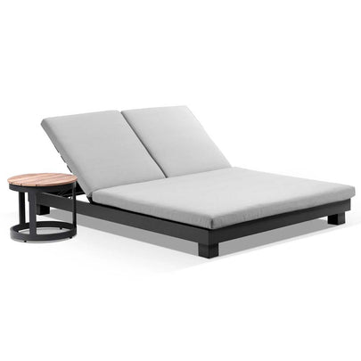 Santorini Aluminium Double Sun Lounge w/ Round Side Table