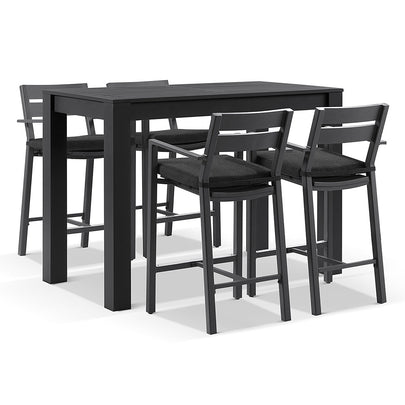 Santorini Outdoor Aluminium 1.5m Bar Table with 4 Bar stools