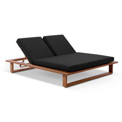 Arcadia Double Aluminium Sun Lounge in Teak Look