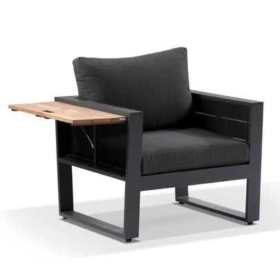 Corfu 3+2+1 Aluminium & Teak Lounge with Coffee Table & Side Table with Sunbrella® cushions