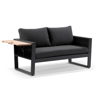 Corfu 2 Seater Outdoor Aluminium and Teak Timber Lounge with Sunbrella®