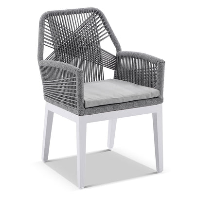 Tuscany Round 1.8m Outdoor Aluminium and Teak Dining Table with 8 Hugo Rope Chairs
