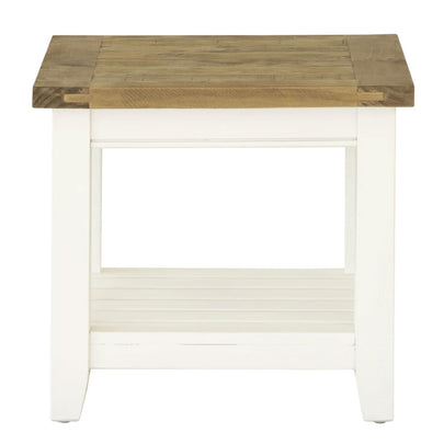 Leura Belle Indoor Side Table in Brushed  with Natural Timber Top