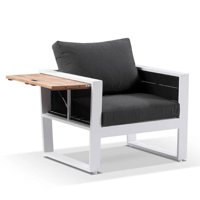 Corfu 3+2+1 Aluminium & Teak Lounge with Coffee Table & Side Table with Sunbrella® cushions