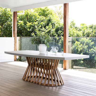 Waverley 2.6m Indoor Outdoor Concrete Look Dining Set with 10 Kotara Chairs