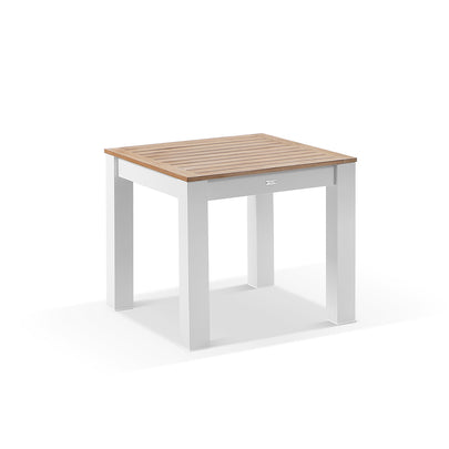 Balmoral 4 Seater Square Teak Top Aluminium Dining Table with Capri Chair
