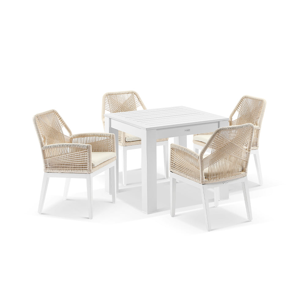 Santorini Outdoor Seater Square Aluminium Dining Table with Hugo
