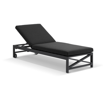 Kansas Outdoor Aluminium Sun Lounge on Wheels in Charcoal