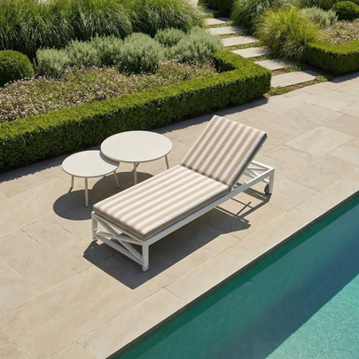 Kansas Outdoor Aluminium Sun Lounge on Wheels with Sunbrella cushion