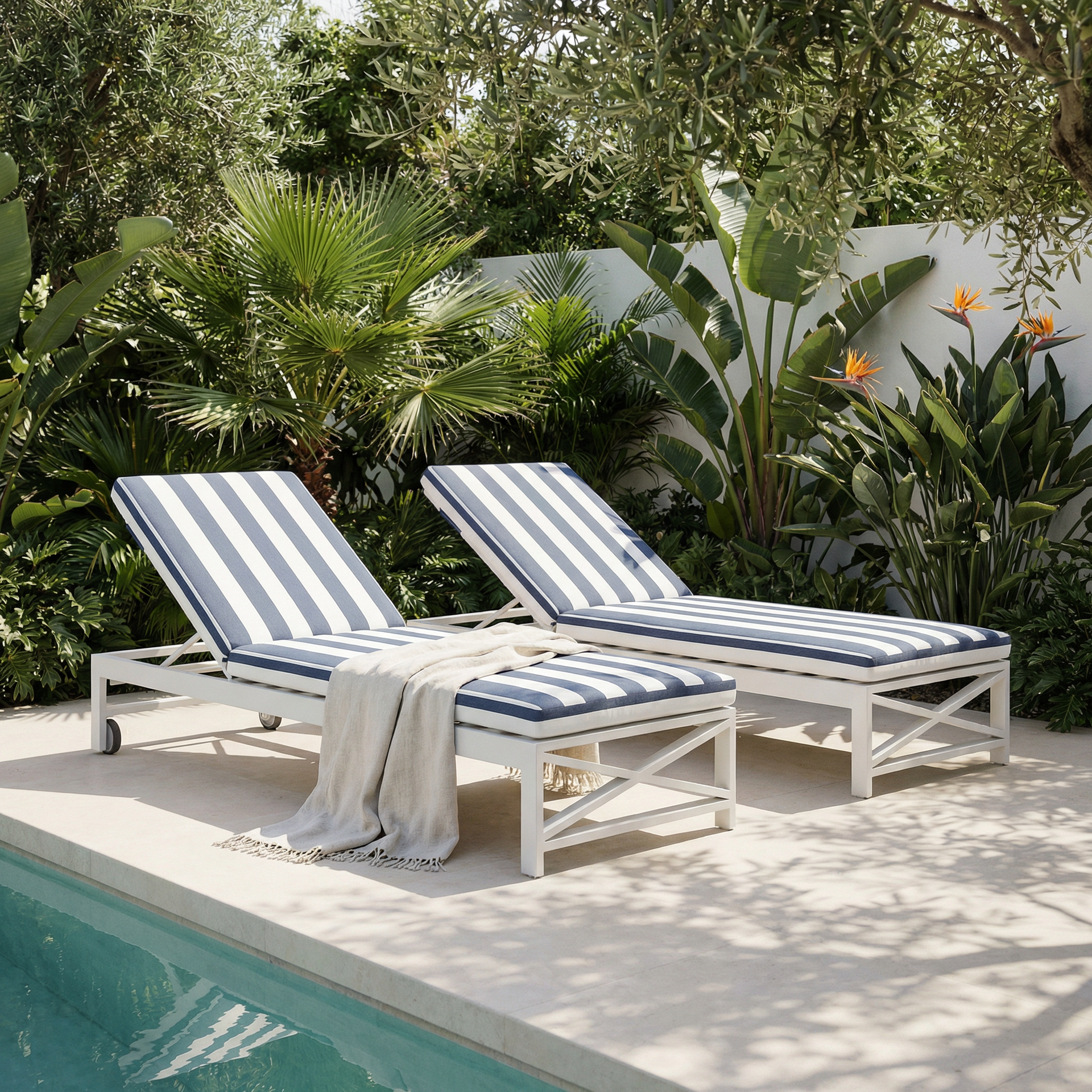 Kansas Outdoor Aluminium Sun Lounge Set on Wheels