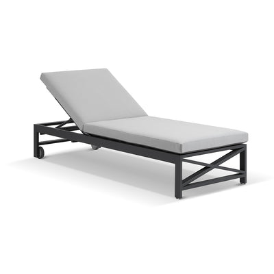 Kansas Outdoor Aluminium Sun Lounge on Wheels in Charcoal