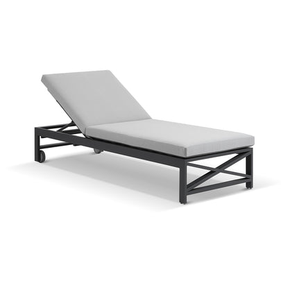 Kansas Outdoor Aluminium Sun Lounge on Wheels in Charcoal