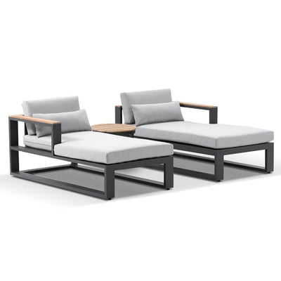 Balmoral Daybed Outdoor Aluminium and Teak Lounge with Round Side table