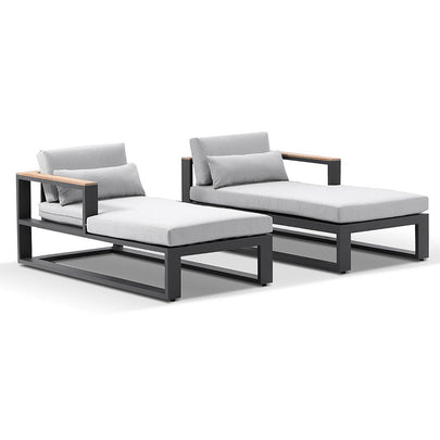 Balmoral Daybed Outdoor Aluminium and Teak Lounge with Round Side table