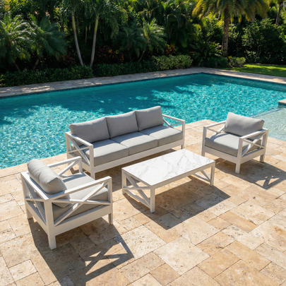 Kansas 3+1+1 seater Outdoor Aluminium Lounge Set with Coffee Table