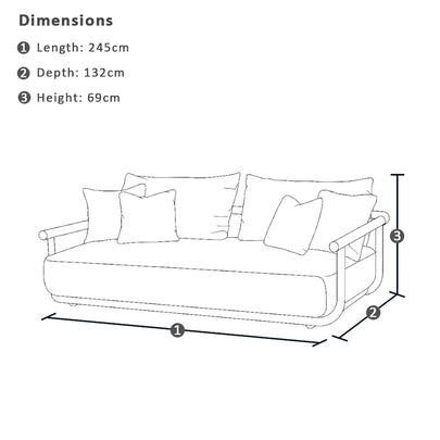 Albany 3 Seater Outdoor Aluminium and Teak Timber Daybed Lounge