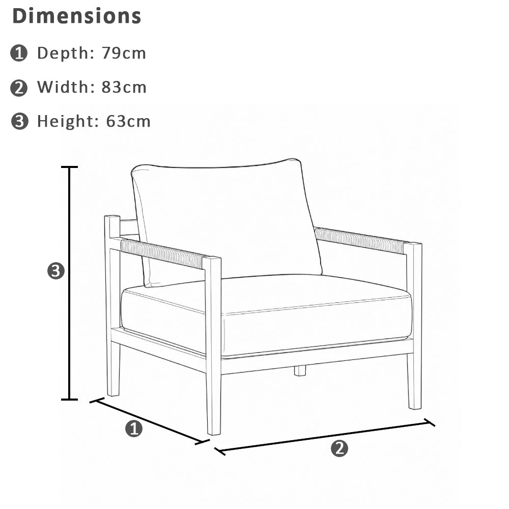 Allora 1 Seater Timber and Rope Armchair Lounge