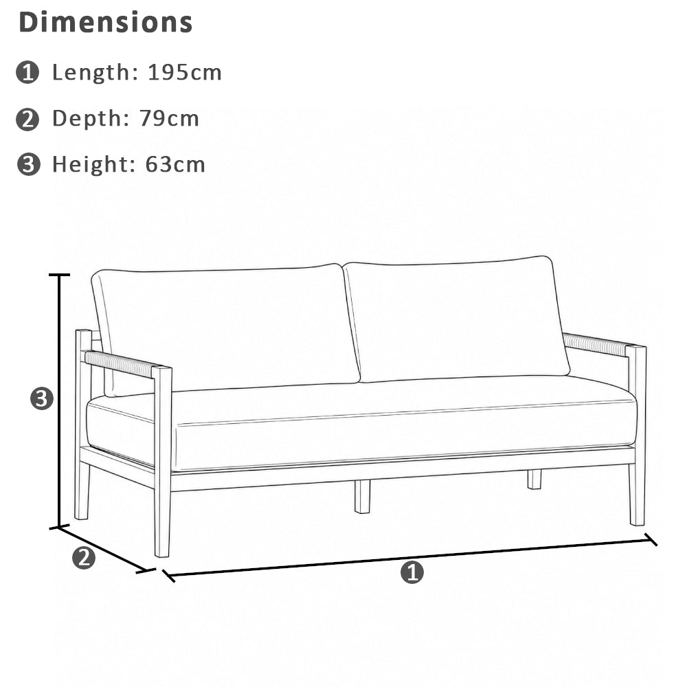 Allora 2.5 Seater Timber and Rope Lounge