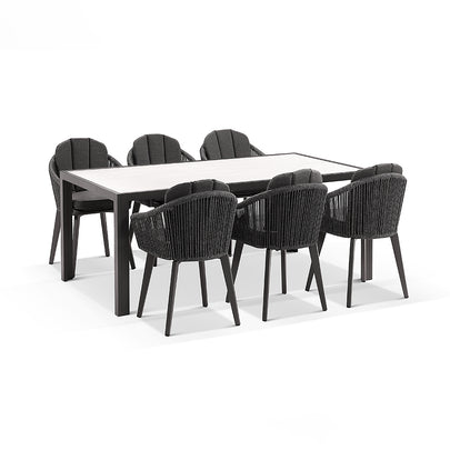 Alpine 6 Seater Rope and Aluminium Dining Table and Chairs Setting