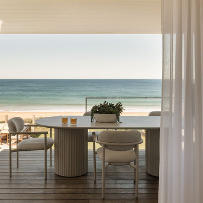 Aria Outdoor 2.4m Ceramic and Aluminium Table with 8 Aria Dining Chairs