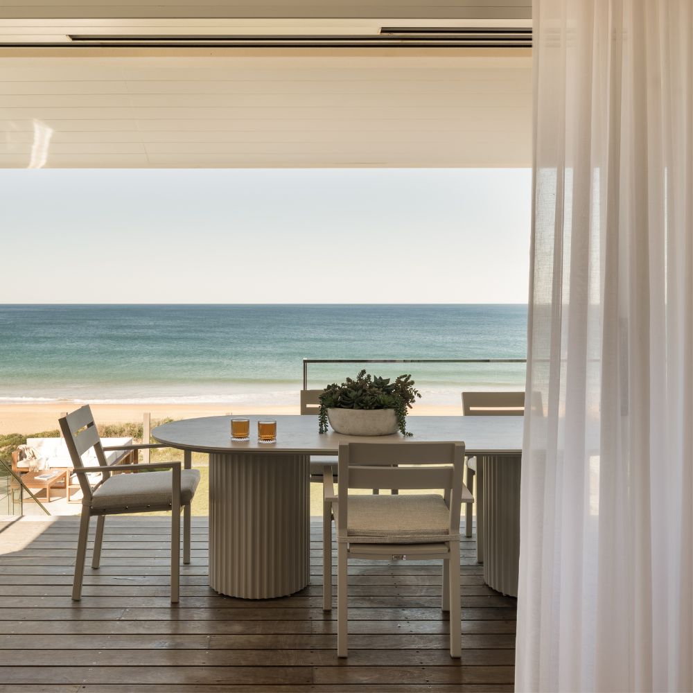 Aria Outdoor 2.4m Ceramic and Aluminium Table with 8 Santorini Dining Chairs