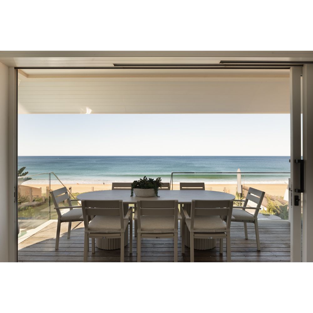Aria Outdoor 2.4m Ceramic and Aluminium Table with 8 Santorini Dining Chairs