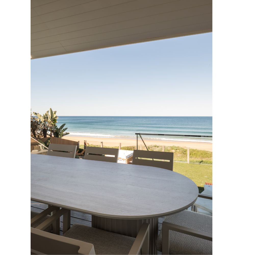 Aria Outdoor 2.4m Ceramic and Aluminium Table with 8 Santorini Dining Chairs