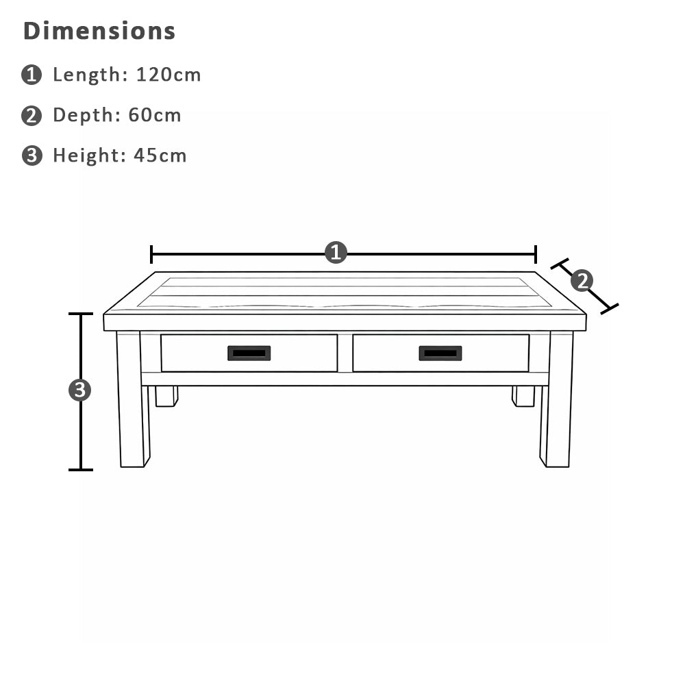 Ashton Rectangle Indoor Timber Coffee Table in Brushed with Wooden Top