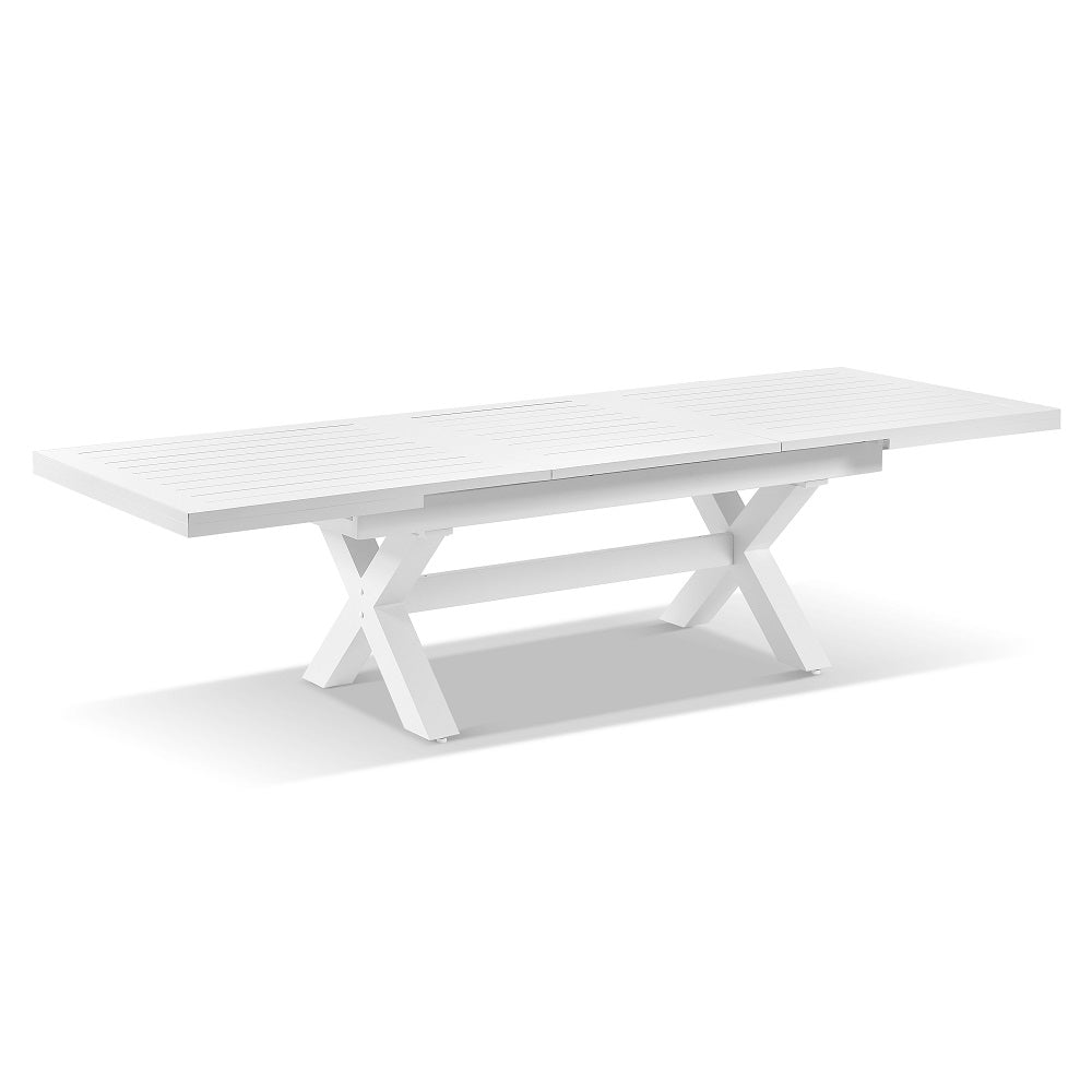 Austin Outdoor 2.2m - 3m Extension Aluminium Table with 10 Hugo Rope Dining Chairs