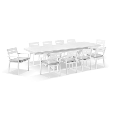 Austin Outdoor 2.2m - 3m Extension Aluminium Table with 10 Santorini Dining Chairs