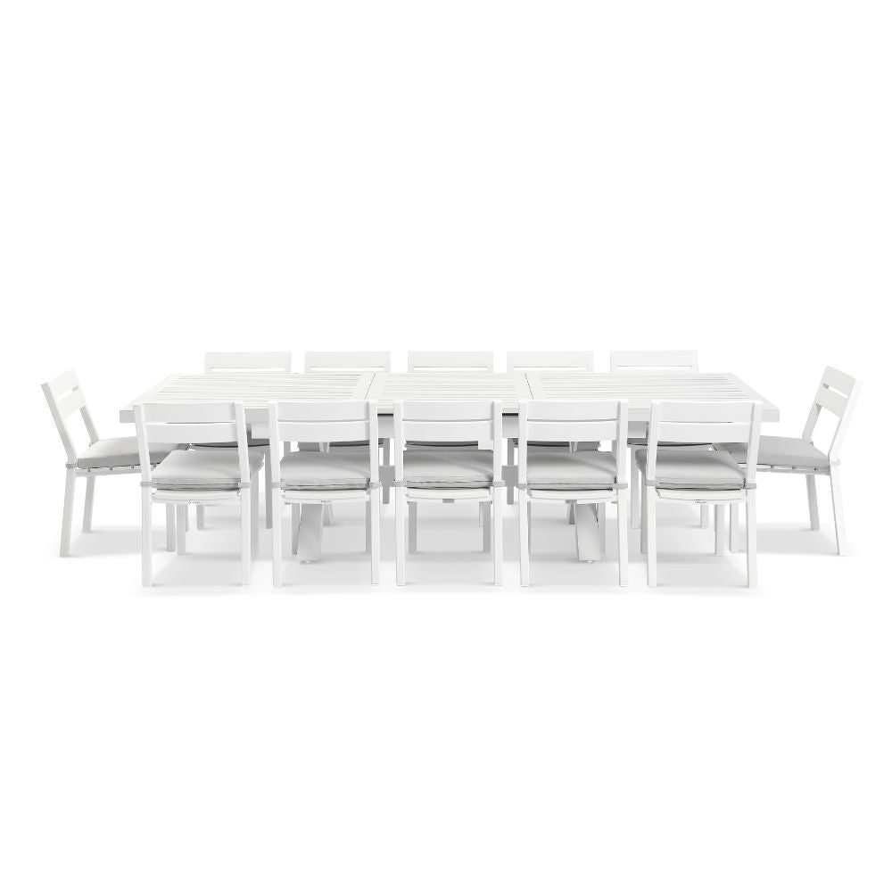 Austin Outdoor 2.2m - 3m Extension Aluminium Table with 12 Santorini Armless Dining Chairs