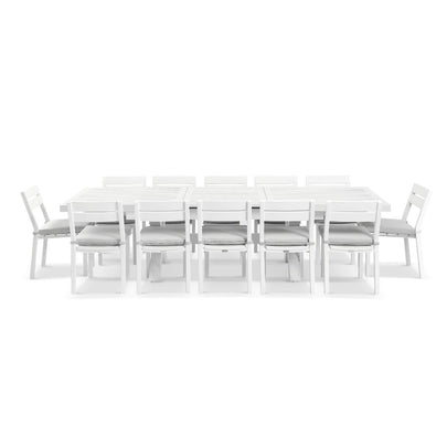 Austin Outdoor 2.2m - 3m Extension Aluminium Table with 12 Santorini Armless Dining Chairs