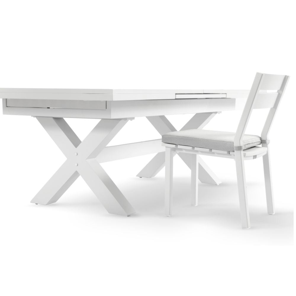 Austin Outdoor 2.2m - 3m Extension Aluminium Table with 12 Santorini Armless Dining Chairs