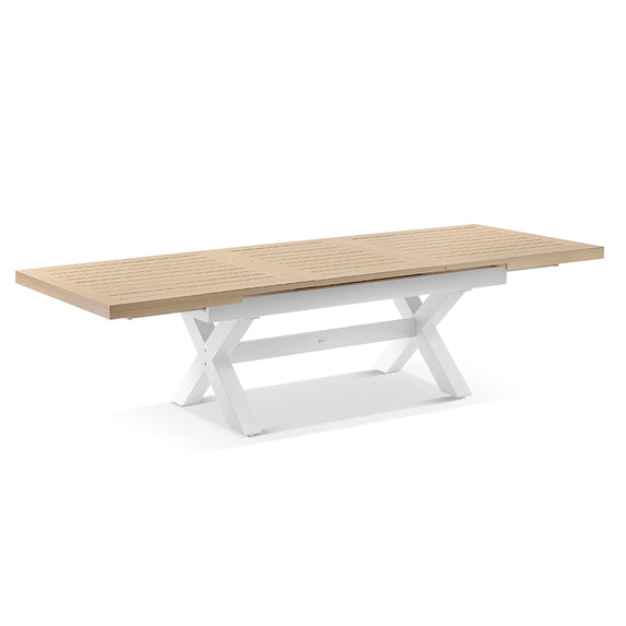 Austin Outdoor 2.2m - 3m Extension Dining Table with Light Oak Aluminium Top