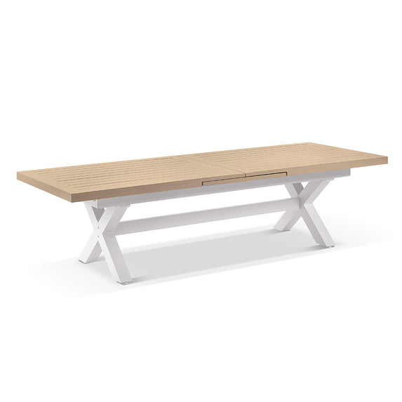 Austin Outdoor 3m-3.8m Extension Dining Table with Light Oak Aluminium Top