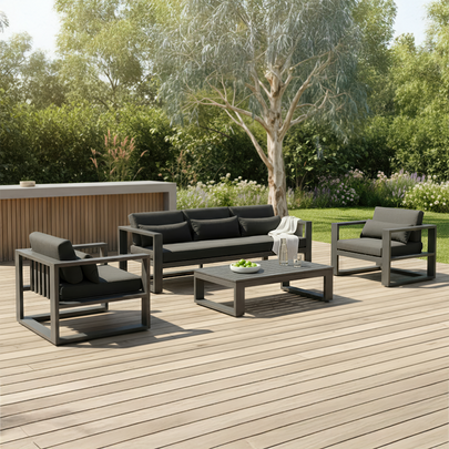 Santorini 3+1+1 Aluminium Lounge Setting with Coffee Table