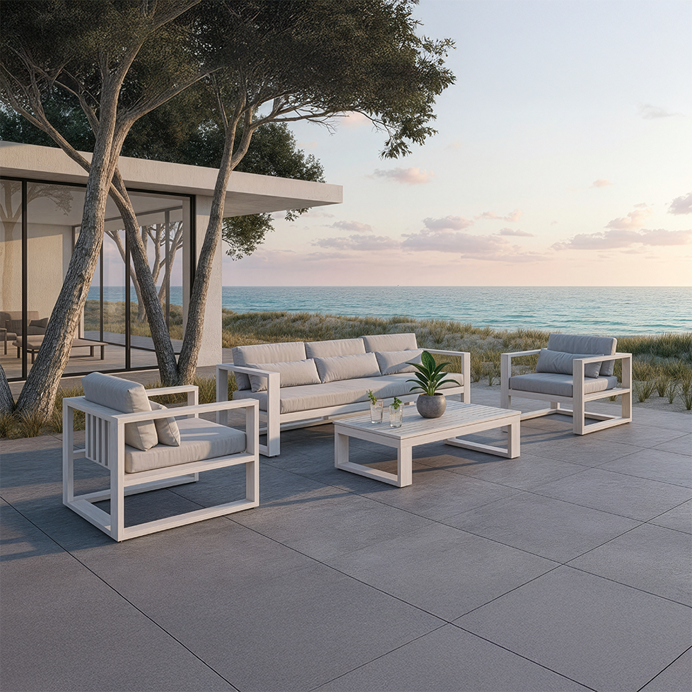 Santorini 3+1+1 Aluminium Lounge Setting with Coffee Table