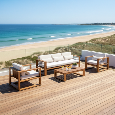 Santorini 3+1+1 Aluminium Lounge Setting with Coffee Table