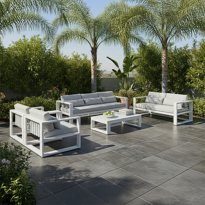 Santorini 3+2+1+1 Outdoor Aluminium Lounge Set with Coffee Table