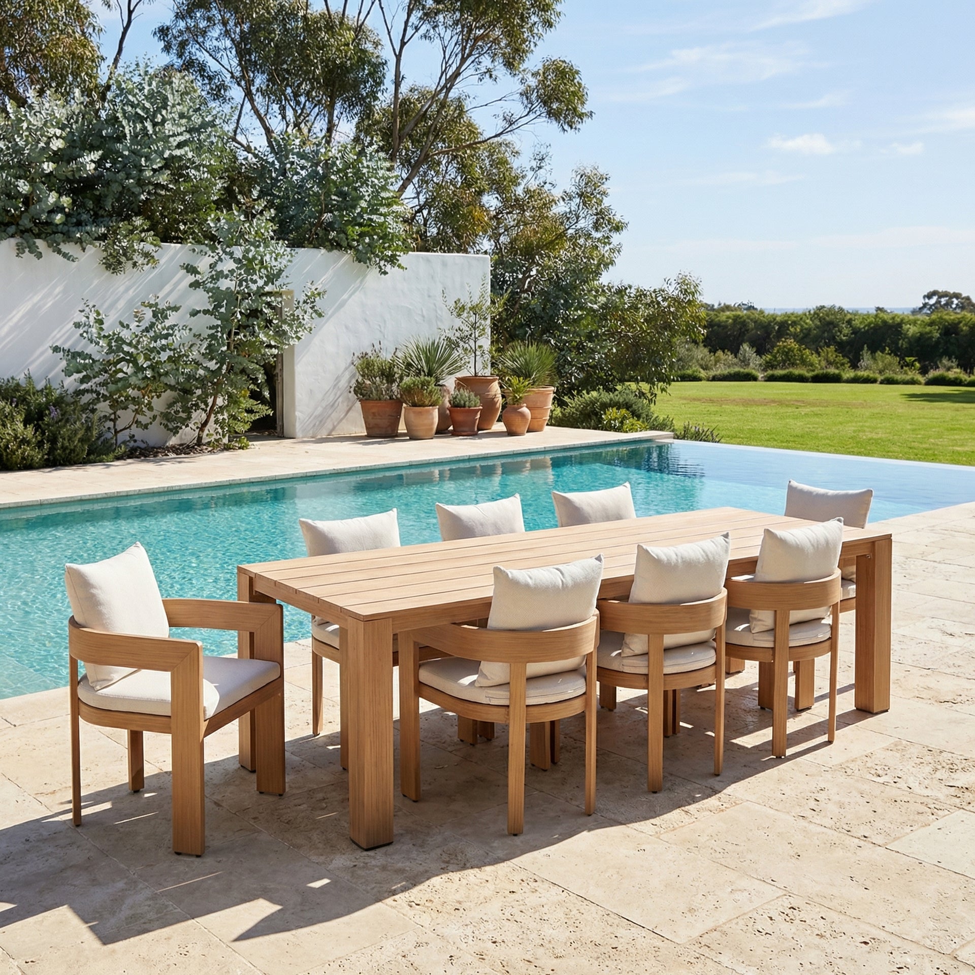 Entertainer 2.45m Outdoor Aluminium Dining Table With 8 Marlo Chairs