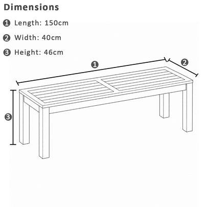 Balmoral 1.5m Outdoor Teak Timber and Aluminium Bench Seat