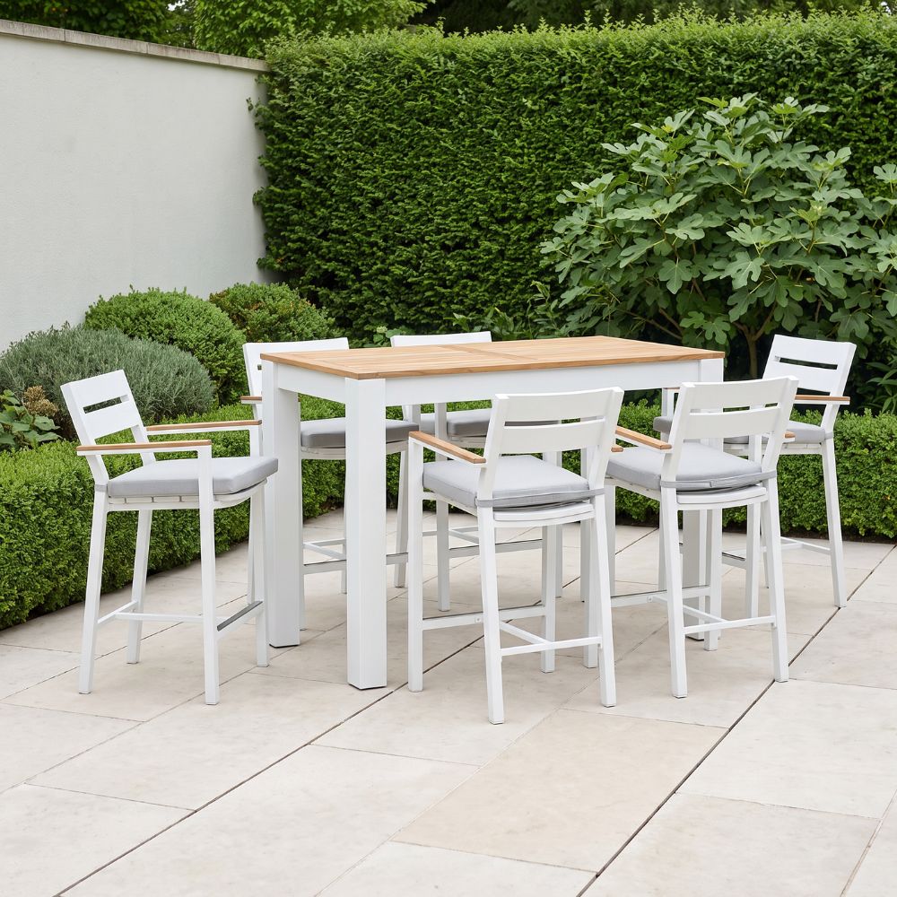 Balmoral 1.5m Aluminium Bar Table with 6 Capri Bar Stools