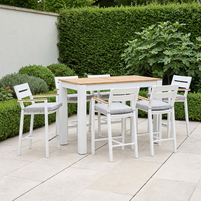 Balmoral 1.5m Aluminium Bar Table with 6 Capri Bar Stools